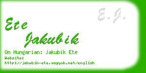 ete jakubik business card